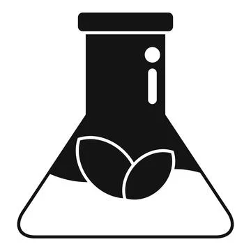 Laboratory flask containing a green leaf symbolizes research and development  Stock Illustration