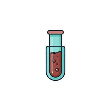 A laboratory flask containing a liquid with tiny bubbles illustration scien.. Stock Illustration