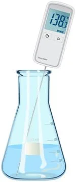 Laboratory flask with digital thermometer Stock Illustration