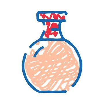 Laboratory flask experiment drawing with liquid and solution Stock Illustration