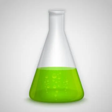 Laboratory flask with green liquid Stock Illustration