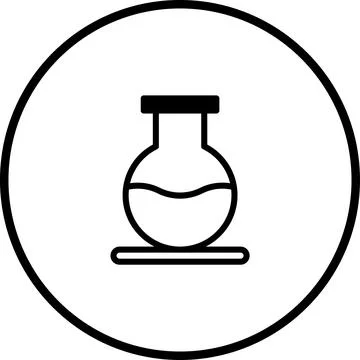Laboratory flask icon featuring a clear round flask with a liquid line inside Illustrazione stock