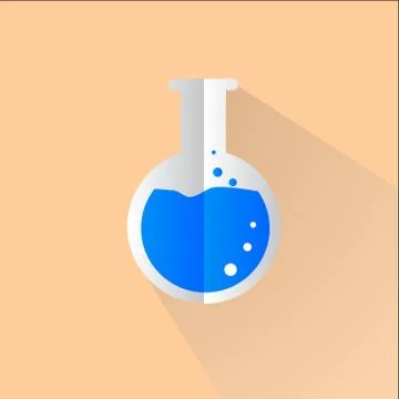Laboratory flask icon , flat design style, vector illustration. long shadow i Stock Illustration