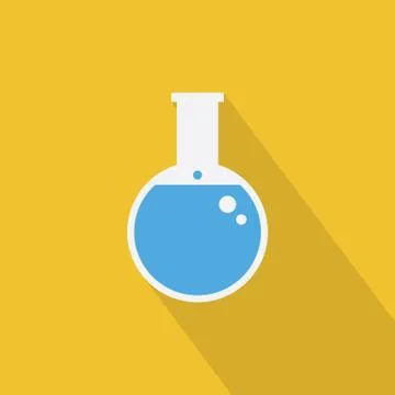 Laboratory flask icon , Flat design style, vector illustration. long shadow.. Illustrazione stock