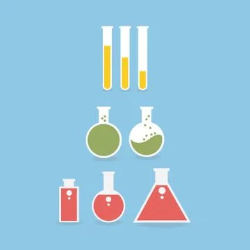 Laboratory flask icon , Flat design style, vector illustration Stock Illustration