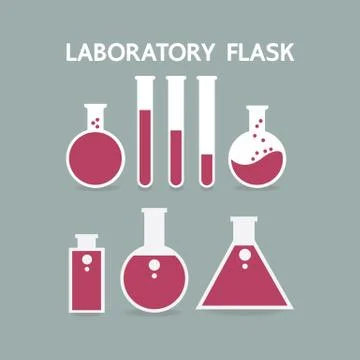 Laboratory flask icon , Flat design style, vector illustration Illustrazione stock