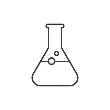 Laboratory Flask Line Icon - Science and Research Stock Illustration