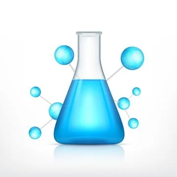 Laboratory flask with molecule Stock Illustration