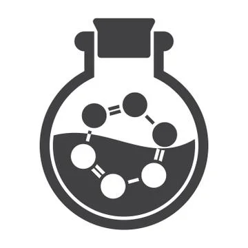 Laboratory Flask with Molecule Stock Illustration