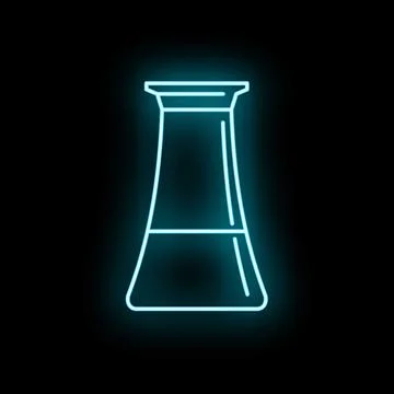 Laboratory flask neon light icon on black イラスト素材