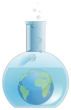 Laboratory flask with Planet Earth Illustrazione stock