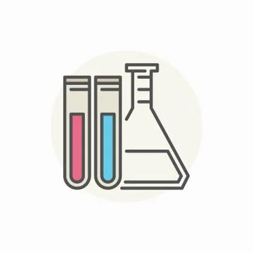 Laboratory flask with test tubes icon Stock Illustration