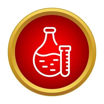 Laboratory flasks and test tube icon representing science Stock Illustration