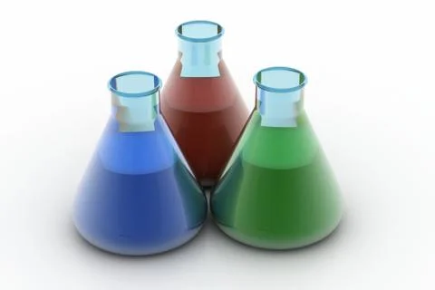 Laboratory flasks containing liquid Free Stock Illustration