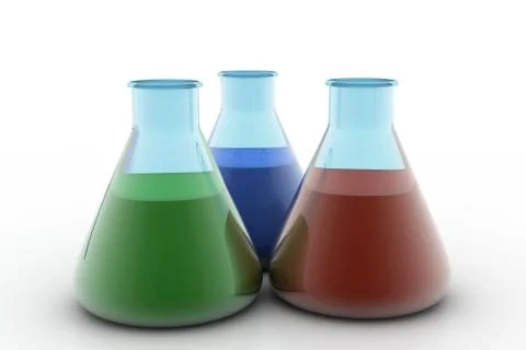 Laboratory flasks containing liquid Free Stock Illustration