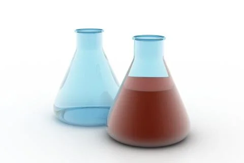 Laboratory flasks containing liquid Free Stock Illustration