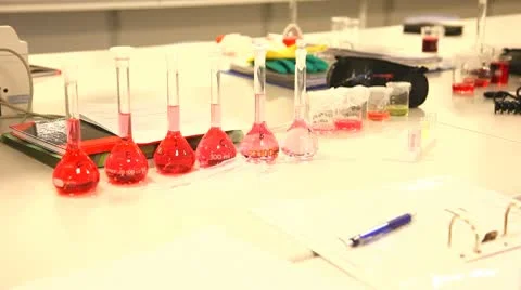 Laboratory flasks Stock Footage 9046308
