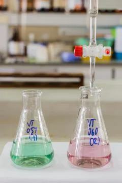 Laboratory flasks Stock Photos