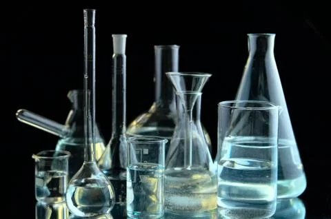 Laboratory flasks Stock Photos