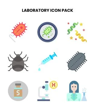 Laboratory Flat Bundle Icons Pack Stock Illustration