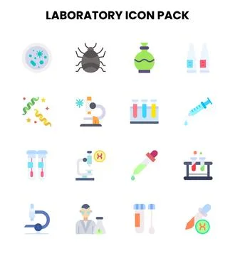 Laboratory Flat Bundle Icons Pack Stock Illustration