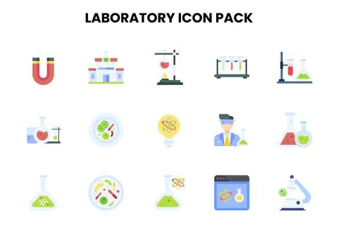 Laboratory Flat Collection Icons Pack Stock Illustration