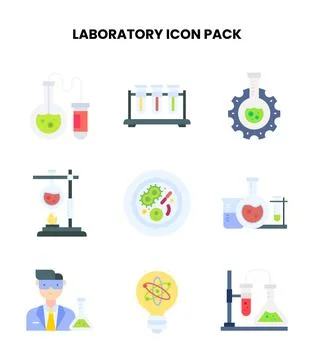 Laboratory Flat Collection Icons Pack Stock Illustration