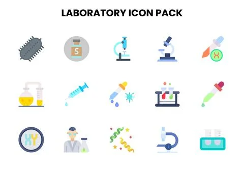 Laboratory Flat Design Icons Pack Stock Illustration