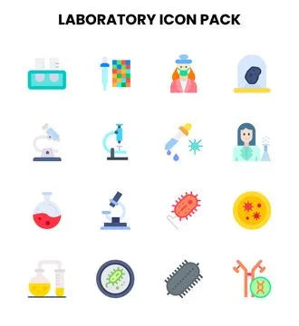 Laboratory Flat Design Icons Pack Stock Illustration