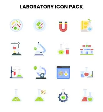 Laboratory Flat Graphics Icons Pack Stock Illustration