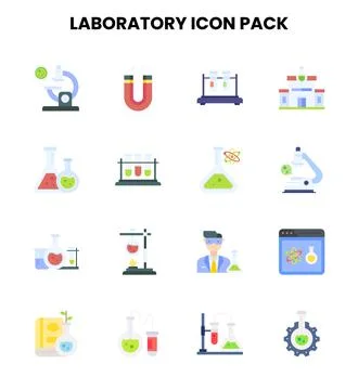 Laboratory Flat Graphics Icons Pack Stock Illustration