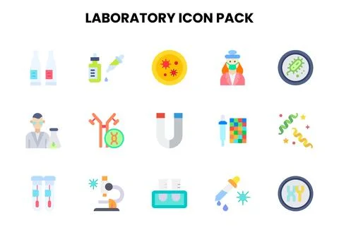 Laboratory Flat Icons Pack Stock Illustration