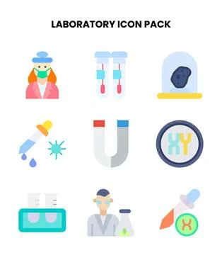 Laboratory Flat Scalable Icons Pack 스톡 일러스트