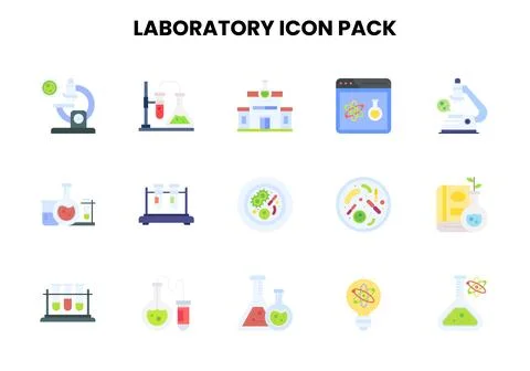 Laboratory Flat Scalable Icons Pack Stock Illustration