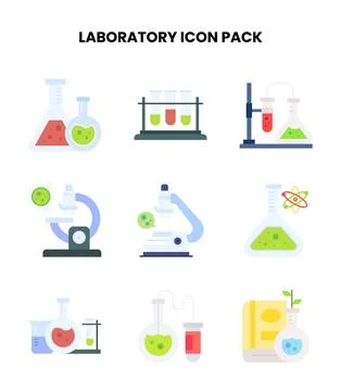 Laboratory Flat UI Icons Pack Stock Illustration