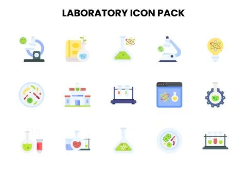 Laboratory Flat UI Icons Pack Stock Illustration