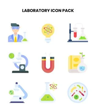 Laboratory Flat Vector Icons Pack Stock Illustration