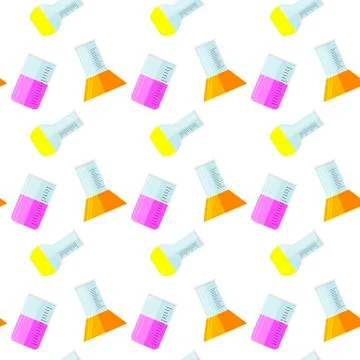 Laboratory glass beaker seamless pattern. Stock Illustration