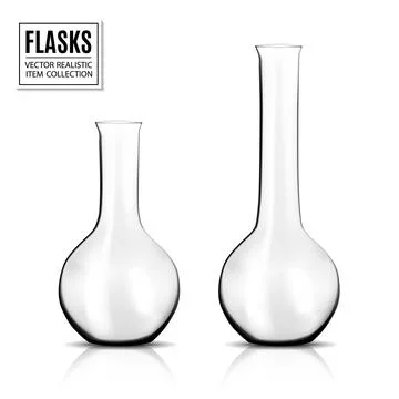 Laboratory glass flask or beaker 3d vector design of chemical lab glassware Stock Illustration