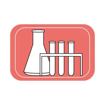 Laboratory glass flasks and test tubes icon. Chemical and biological experime 스톡 일러스트
