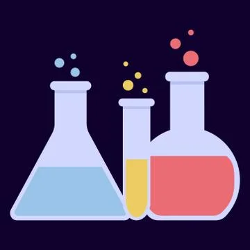 Laboratory glass flasks Stock Illustration