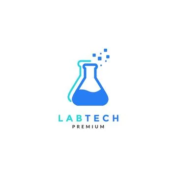 Laboratory glass with tech abstract logo symbol icon vector graphic design .. Stock Illustration