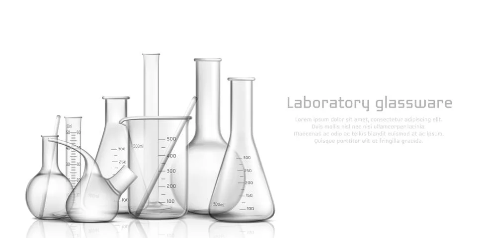 Laboratory glassware 3d realistic banner Stock-Illustration