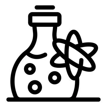 Laboratory glassware displaying molecular structure with atom symbol Stock Illustration