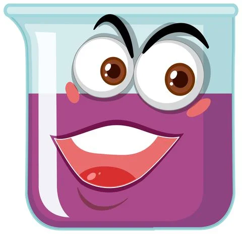 Laboratory glassware with face expression on white background 스톡 일러스트