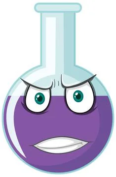 Laboratory glassware with face expression on white background 스톡 일러스트