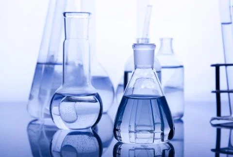 Laboratory Glassware, flasks and test tubes Stock Photos