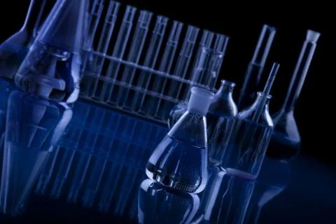 Laboratory Glassware, flasks and test tubes Stock Photos