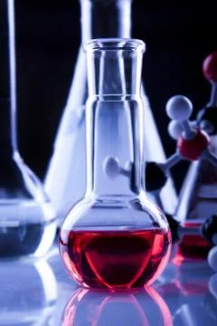 Laboratory Glassware, flasks and test tubes Stock Photos
