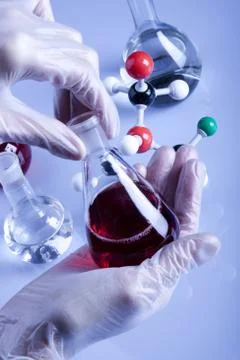 Laboratory Glassware, flasks and test tubes Stock Photos